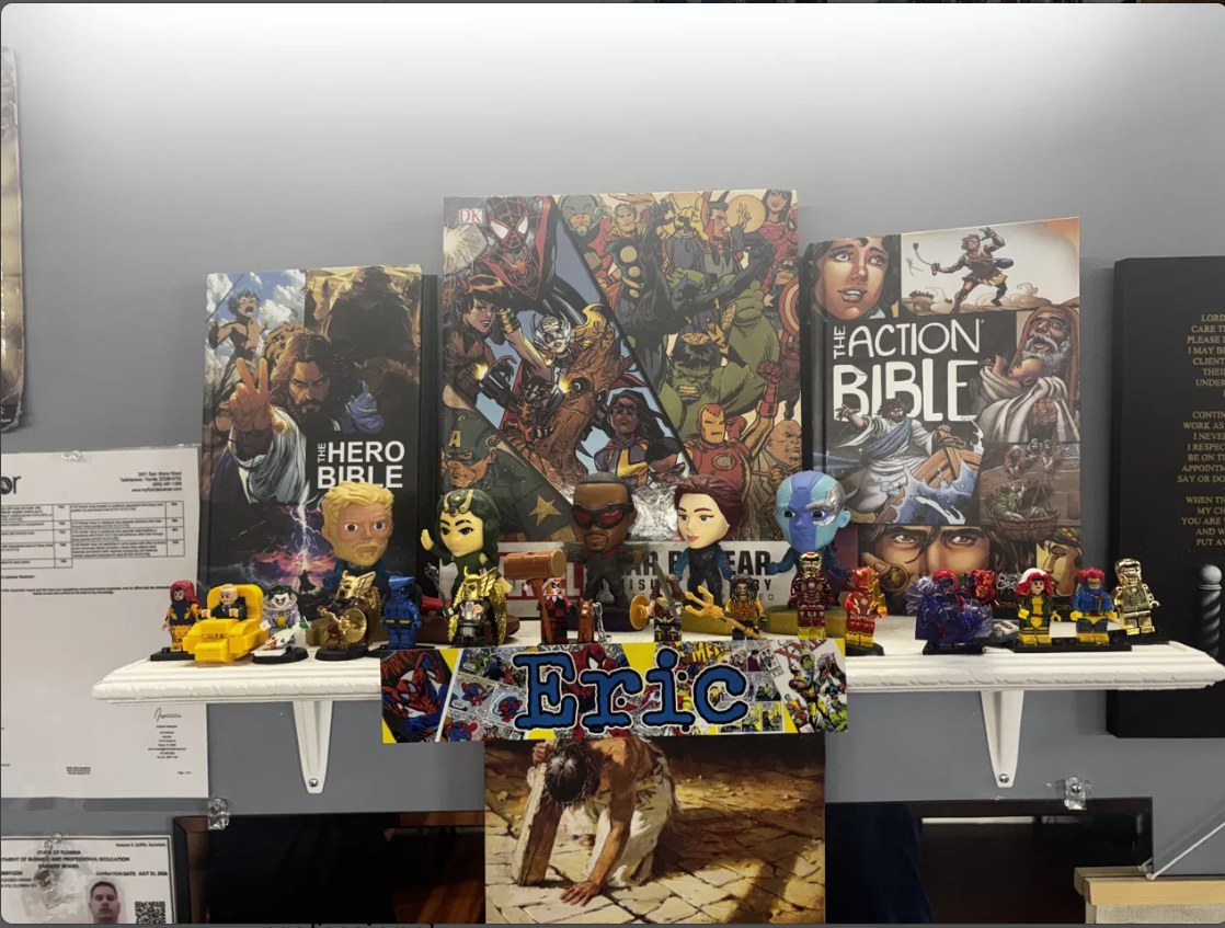 Heroes Only comic book wall